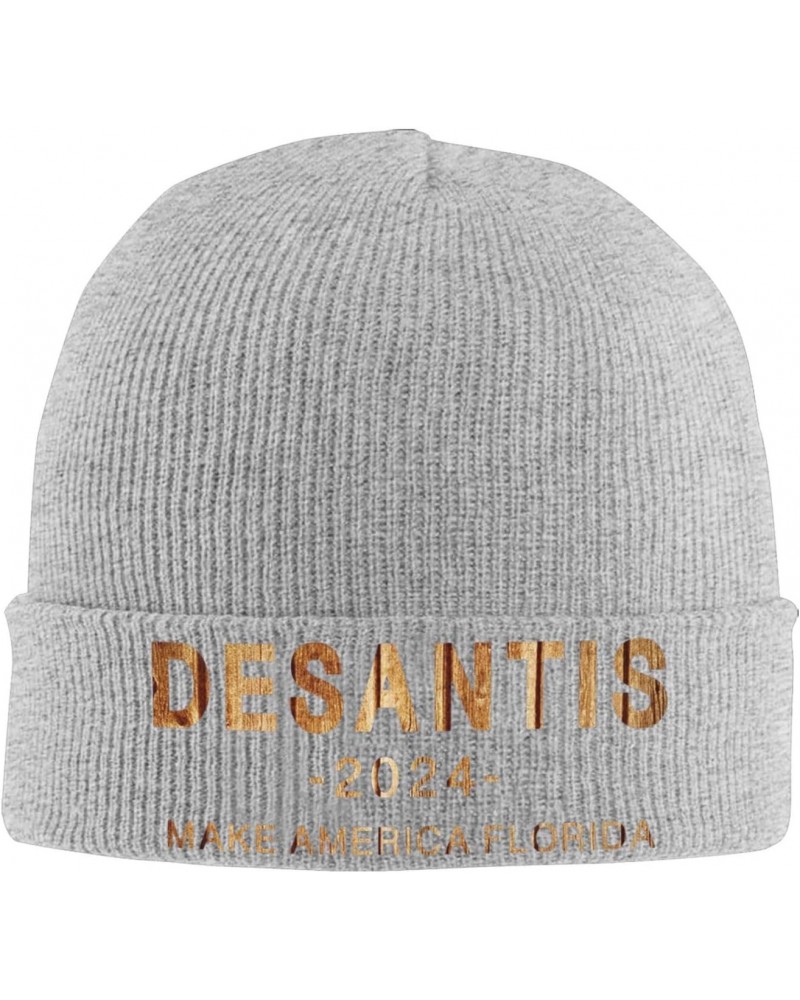 Trump Desantis 2024 Knit Hats Winter Warm Chunky Beanie Hat for Men Women Gray $14.06 Skullies & Beanies