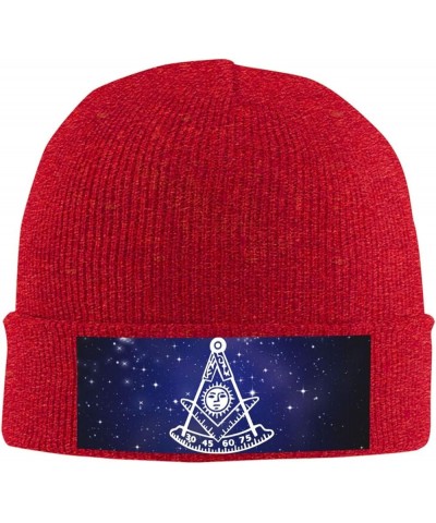 Freemason Past Master Knit Hats Winter Warm Chunky Beanie Hat for Men Women Red $13.55 Skullies & Beanies