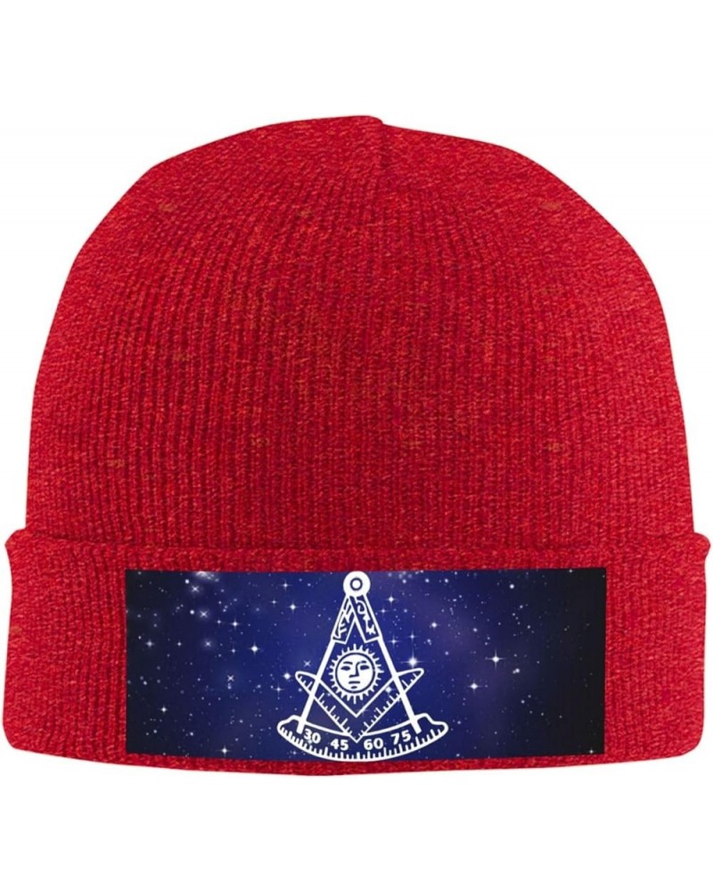 Freemason Past Master Knit Hats Winter Warm Chunky Beanie Hat for Men Women Red $13.55 Skullies & Beanies