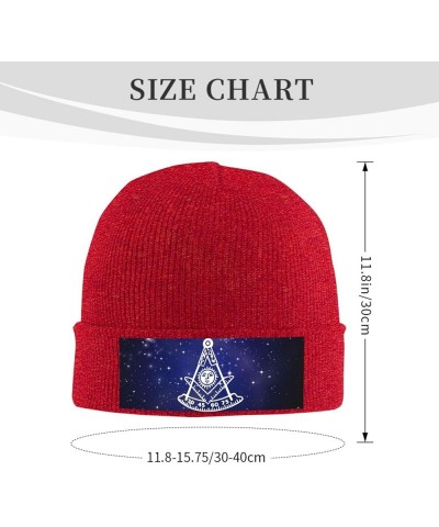 Freemason Past Master Knit Hats Winter Warm Chunky Beanie Hat for Men Women Red $13.55 Skullies & Beanies