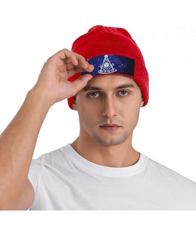 Freemason Past Master Knit Hats Winter Warm Chunky Beanie Hat for Men Women Red $13.55 Skullies & Beanies