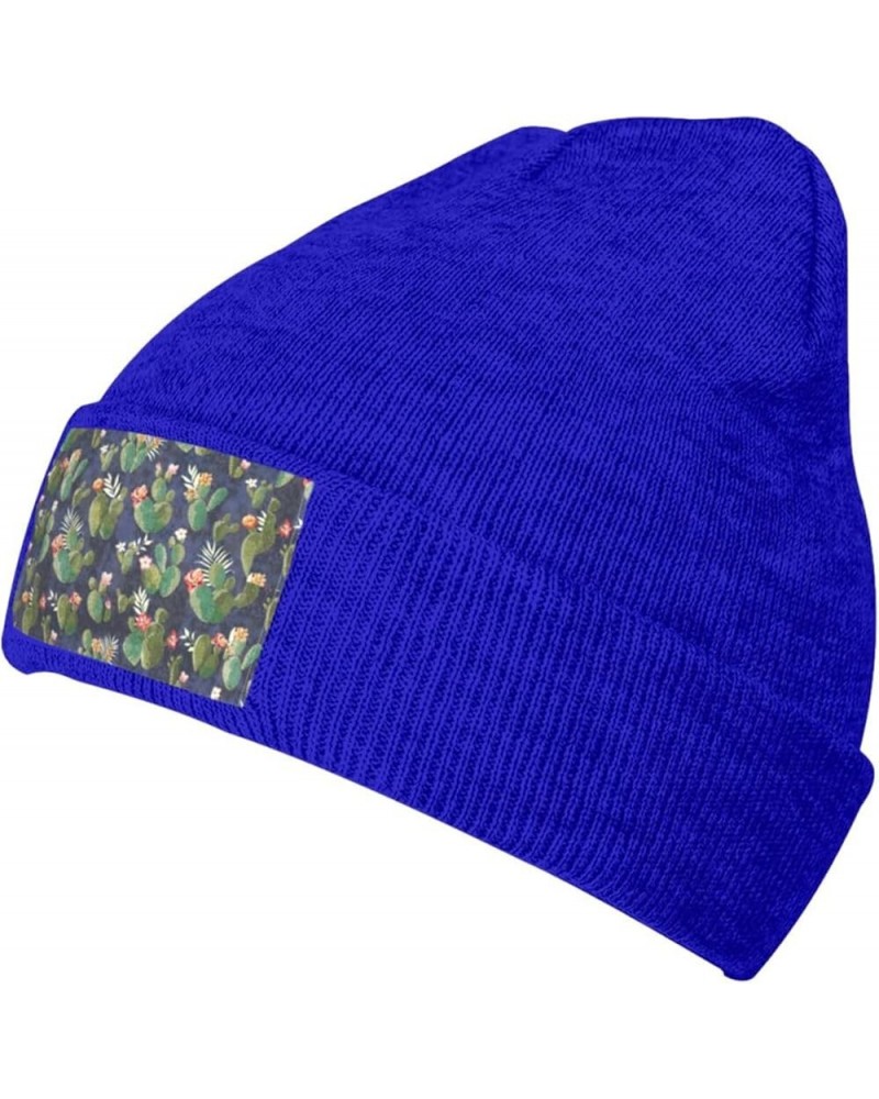 Watercolour Cactus Print Slouchy Beanie for Men Women Hip-Hop Soft Lightweight Running Beanie Adult Hats Blue $10.51 Skullies...