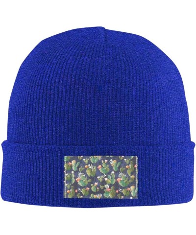 Watercolour Cactus Print Slouchy Beanie for Men Women Hip-Hop Soft Lightweight Running Beanie Adult Hats Blue $10.51 Skullies...