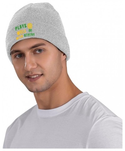 Plays Well with Others Knit Hat Upside Down Pineapple Beanie Unisex Knit Hat Women Men Winter Warm Cap Gray $12.53 Skullies &...