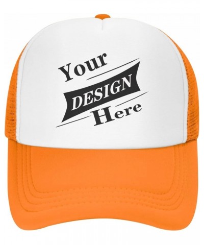 Custom Hat Your Custom Here,Custom Picture Hats,Custom Hat Design Your Own Classic Mens Womens Trucker Hat Orange-14 $8.00 Ba...