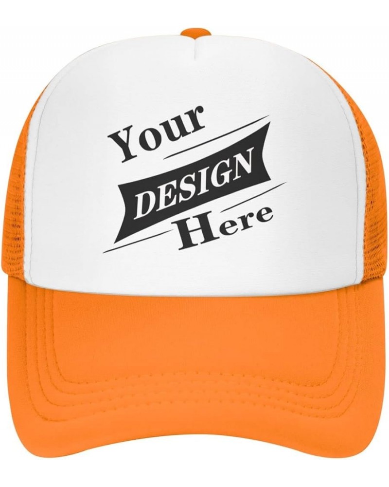 Custom Hat Your Custom Here,Custom Picture Hats,Custom Hat Design Your Own Classic Mens Womens Trucker Hat Orange-14 $8.00 Ba...