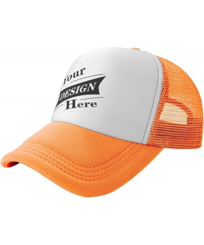 Custom Hat Your Custom Here,Custom Picture Hats,Custom Hat Design Your Own Classic Mens Womens Trucker Hat Orange-14 $8.00 Ba...