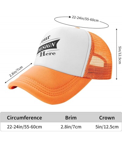 Custom Hat Your Custom Here,Custom Picture Hats,Custom Hat Design Your Own Classic Mens Womens Trucker Hat Orange-14 $8.00 Ba...