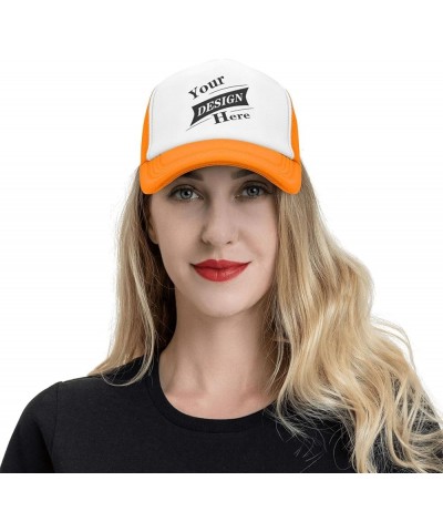 Custom Hat Your Custom Here,Custom Picture Hats,Custom Hat Design Your Own Classic Mens Womens Trucker Hat Orange-14 $8.00 Ba...