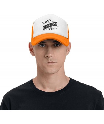 Custom Hat Your Custom Here,Custom Picture Hats,Custom Hat Design Your Own Classic Mens Womens Trucker Hat Orange-14 $8.00 Ba...