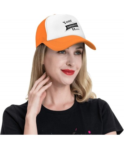 Custom Hat Your Custom Here,Custom Picture Hats,Custom Hat Design Your Own Classic Mens Womens Trucker Hat Orange-14 $8.00 Ba...