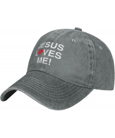 Baseball Hats Jesus Loves Me Running Cap for Men Beach Baseball Caps Gray $9.65 Baseball Caps