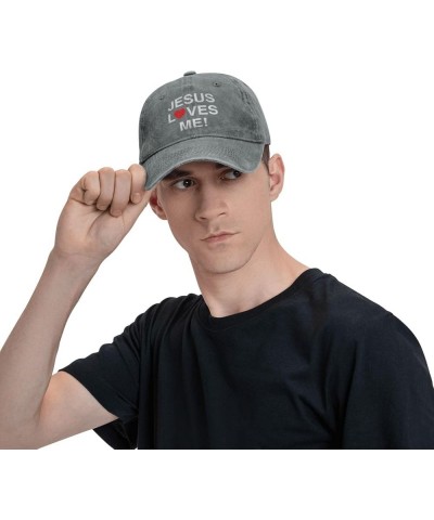 Baseball Hats Jesus Loves Me Running Cap for Men Beach Baseball Caps Gray $9.65 Baseball Caps