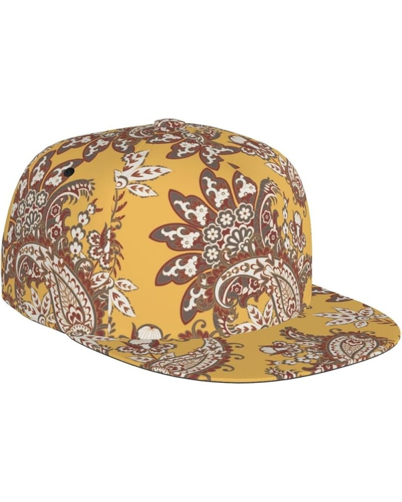 Paisley Baseball Cap, Flat Brim Trucker Hat, Buckle Adjustable Paisley6 $11.19 Baseball Caps