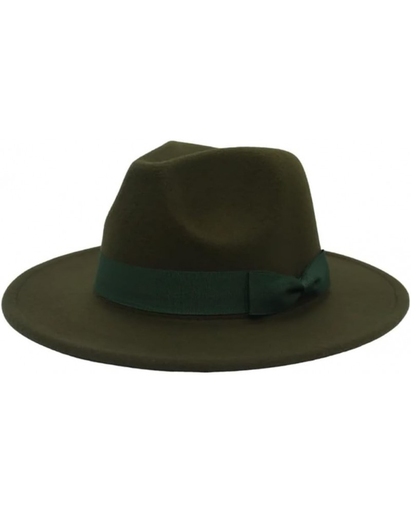 Wide Brim Fedora Hats for Women Men Solid Color Jazz Top Hat Wedding Party Church Panama Felt Cap Army Gn $28.49 Fedoras