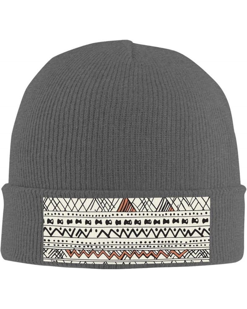 Women Men Knit Beanie Hat Soft Warm Winter Hat Skull Cap Mens Slouchy Beanie Triangle Stripes Bohemian Pattern Deep Heather $...