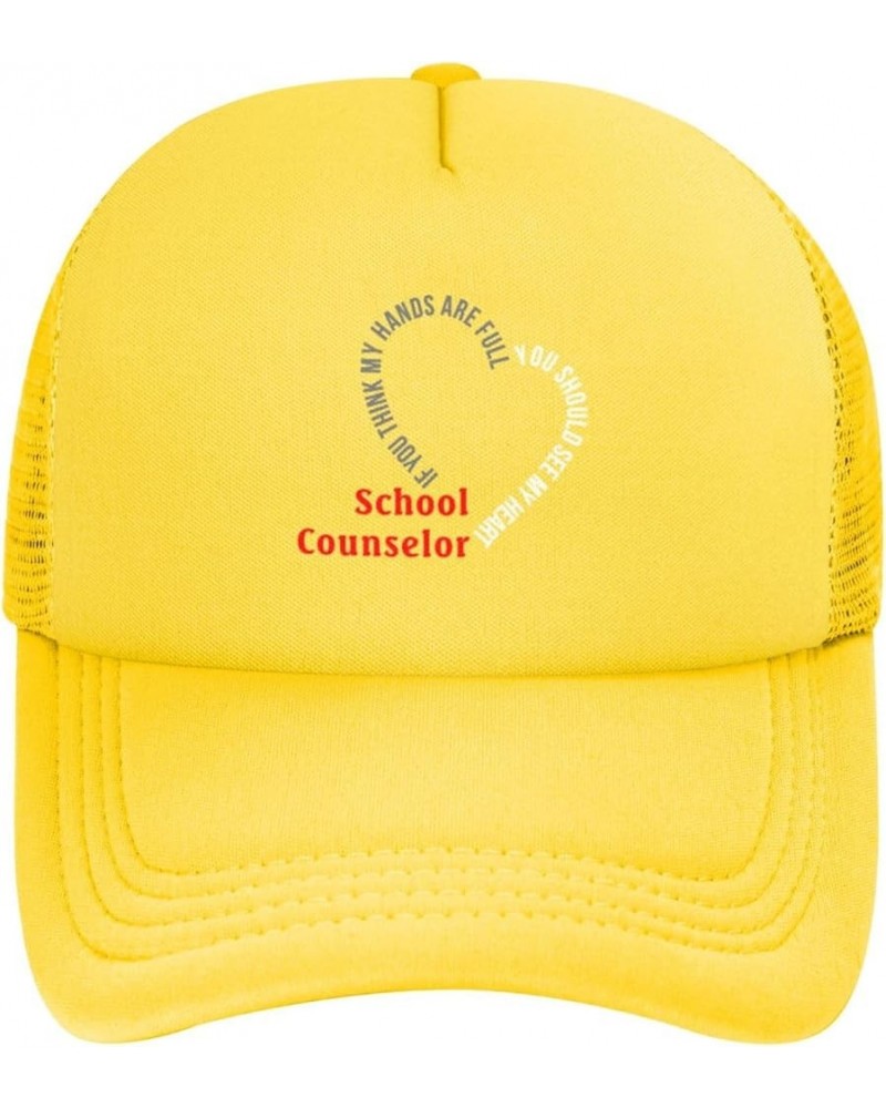 School Counselor You Should See My Heart Unisex Baseball Cap Vintage Trucker Hat Adjustable Yellow $11.02 Baseball Caps