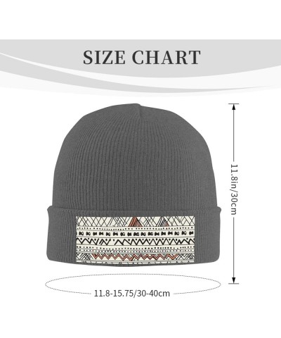 Women Men Knit Beanie Hat Soft Warm Winter Hat Skull Cap Mens Slouchy Beanie Triangle Stripes Bohemian Pattern Deep Heather $...