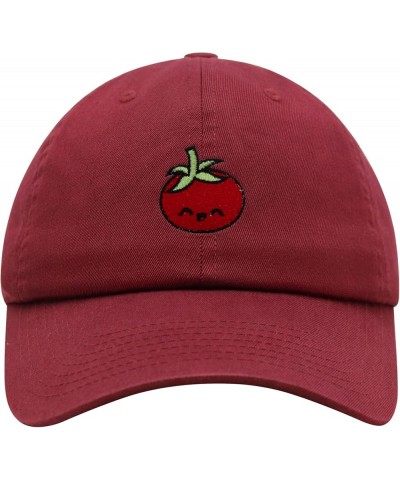 Tomato Premium Dad Hat Embroidered Baseball Cap Vegetable Vegan Maroon $10.24 Baseball Caps