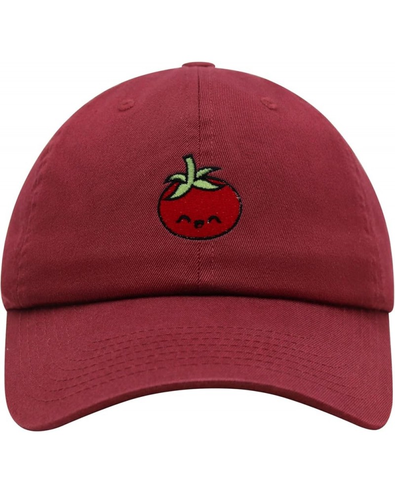 Tomato Premium Dad Hat Embroidered Baseball Cap Vegetable Vegan Maroon $10.24 Baseball Caps