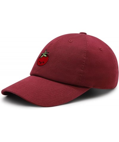 Tomato Premium Dad Hat Embroidered Baseball Cap Vegetable Vegan Maroon $10.24 Baseball Caps