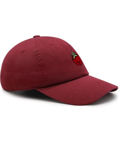 Tomato Premium Dad Hat Embroidered Baseball Cap Vegetable Vegan Maroon $10.24 Baseball Caps