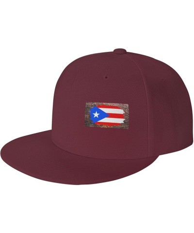 Snapback Baseball Cap Brick Wall Puerto Rico Flag Hat Dark Red $12.17 Baseball Caps