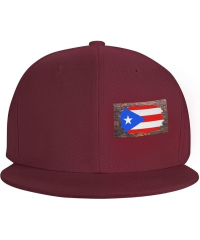 Snapback Baseball Cap Brick Wall Puerto Rico Flag Hat Dark Red $12.17 Baseball Caps