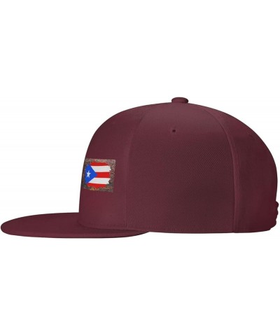 Snapback Baseball Cap Brick Wall Puerto Rico Flag Hat Dark Red $12.17 Baseball Caps