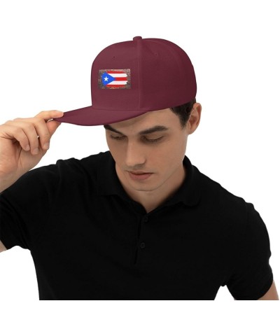 Snapback Baseball Cap Brick Wall Puerto Rico Flag Hat Dark Red $12.17 Baseball Caps