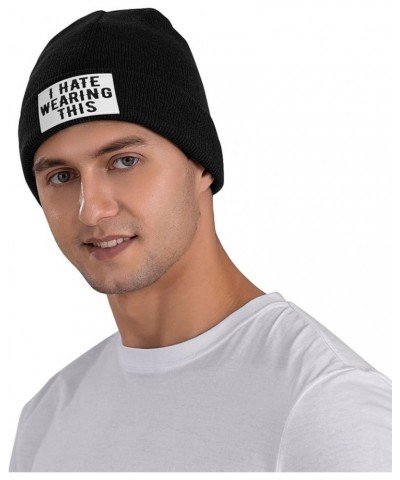 I Hate-Wearing-This Funny Black Womens Knit Beanie Hat Winter Hats for Women Men Soft Warm Unisex Cuffed Beanie Black $10.63 ...