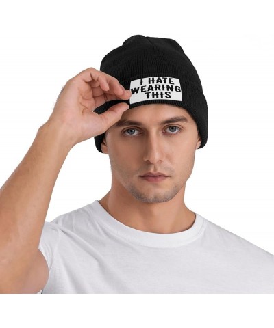 I Hate-Wearing-This Funny Black Womens Knit Beanie Hat Winter Hats for Women Men Soft Warm Unisex Cuffed Beanie Black $10.63 ...