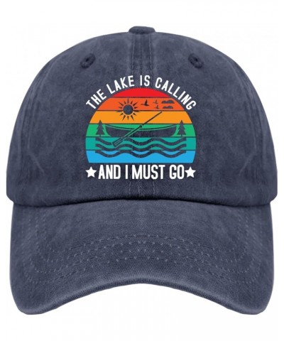 The Lake is Calling and I Must Go Hat Women's Hat Pigment Black Hiking Hat Women Gifts for Grandma Running Hat Navy Blue $10....