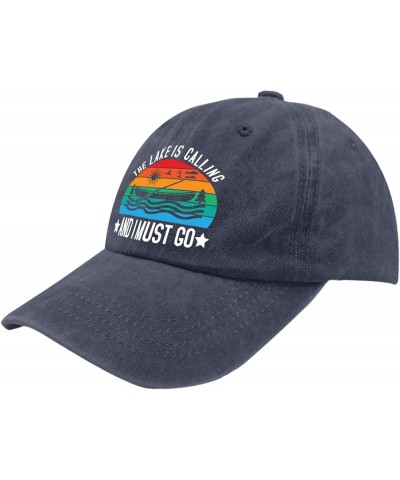 The Lake is Calling and I Must Go Hat Women's Hat Pigment Black Hiking Hat Women Gifts for Grandma Running Hat Navy Blue $10....