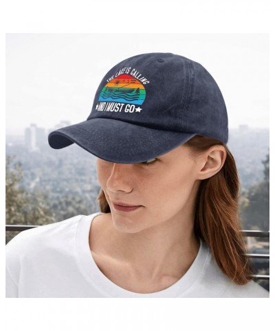 The Lake is Calling and I Must Go Hat Women's Hat Pigment Black Hiking Hat Women Gifts for Grandma Running Hat Navy Blue $10....