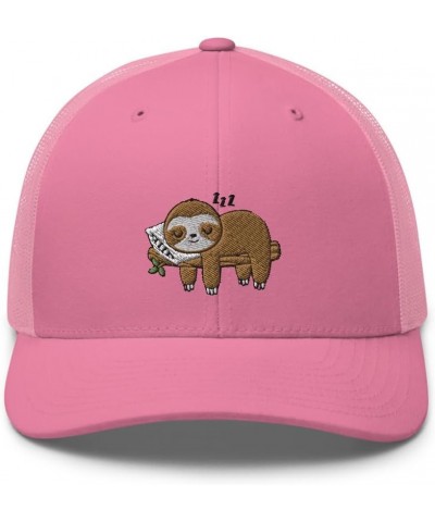 Sloth Trucker hat, Embroidered Sloth Sleeping on a Tree Unisex hat, Sloth Gifts, Sloth hat Adult, for Women and Men. Pink $21...