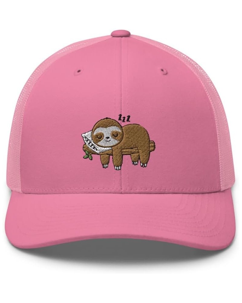 Sloth Trucker hat, Embroidered Sloth Sleeping on a Tree Unisex hat, Sloth Gifts, Sloth hat Adult, for Women and Men. Pink $21...