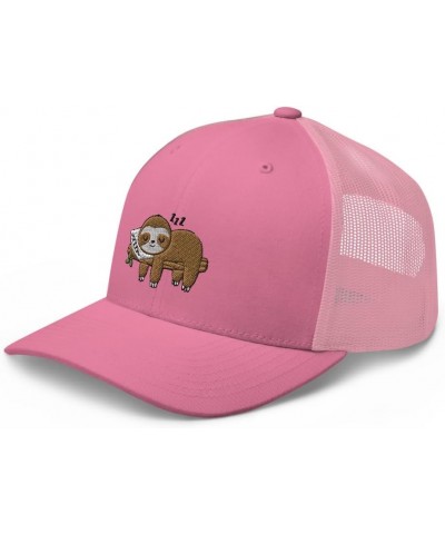 Sloth Trucker hat, Embroidered Sloth Sleeping on a Tree Unisex hat, Sloth Gifts, Sloth hat Adult, for Women and Men. Pink $21...