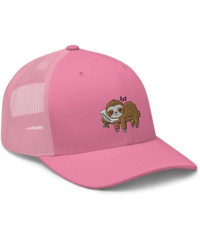 Sloth Trucker hat, Embroidered Sloth Sleeping on a Tree Unisex hat, Sloth Gifts, Sloth hat Adult, for Women and Men. Pink $21...