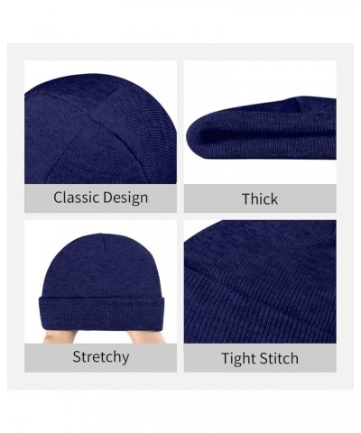 White Wooden Panda Print Knit Beanie for Men Women Casual Knit Hat Winter Knit Cuffed Beanie Soft Hat Navy Blue $11.03 Skulli...