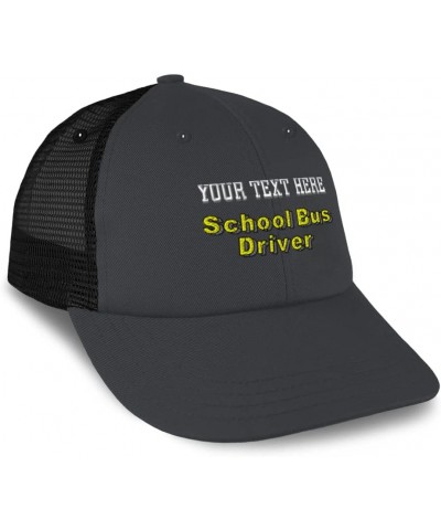 Custom Custom Trucker Hat Baseball Cap School Bus Driver Occupation Cotton Kids Dad Hats for Men & Women Dark Grey Black Pers...