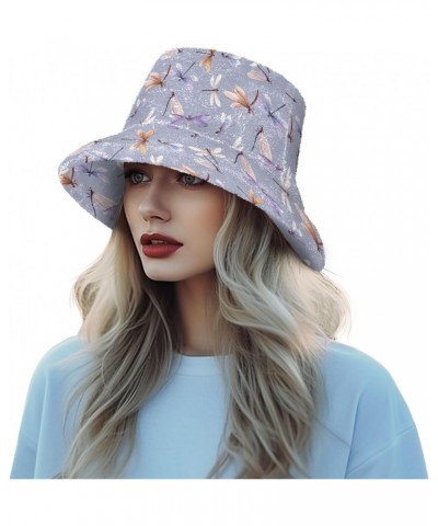 Watercolor Dragonfly Fuzzy Bucket Hat for Women Winter Cap Plush Fluffy Bucket Hat for Sports $13.67 Bucket Hats