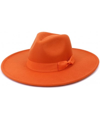 Wide Brim Women Hats Winter Autumn Ladies Retro Felt Fedora Hat Wedding Church Dress Formal Hat Orange 56-58CM $13.00 Fedoras