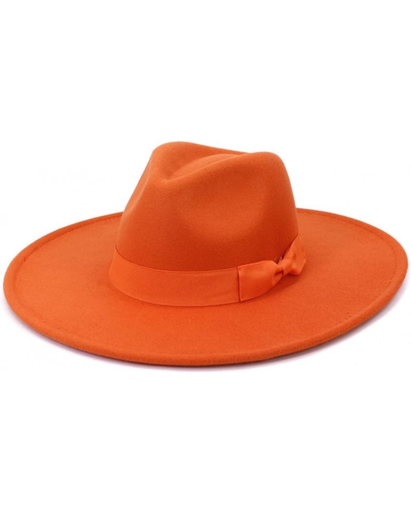 Wide Brim Women Hats Winter Autumn Ladies Retro Felt Fedora Hat Wedding Church Dress Formal Hat Orange 56-58CM $13.00 Fedoras