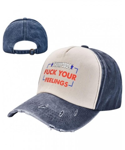 Trump 2024Fuck Your Feeling Baseball Cap Adult Adjustable Casual Duck Tongue Hat Golf Caps Trucker Hats Navy Blue $13.12 Base...