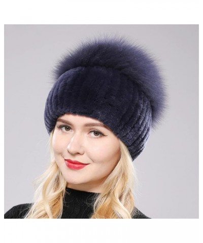 Russia Winter Women Fur Beanies Hat Girls Natural Fur Skullies Cap Knitted Fur Hats Khaki $29.53 Skullies & Beanies