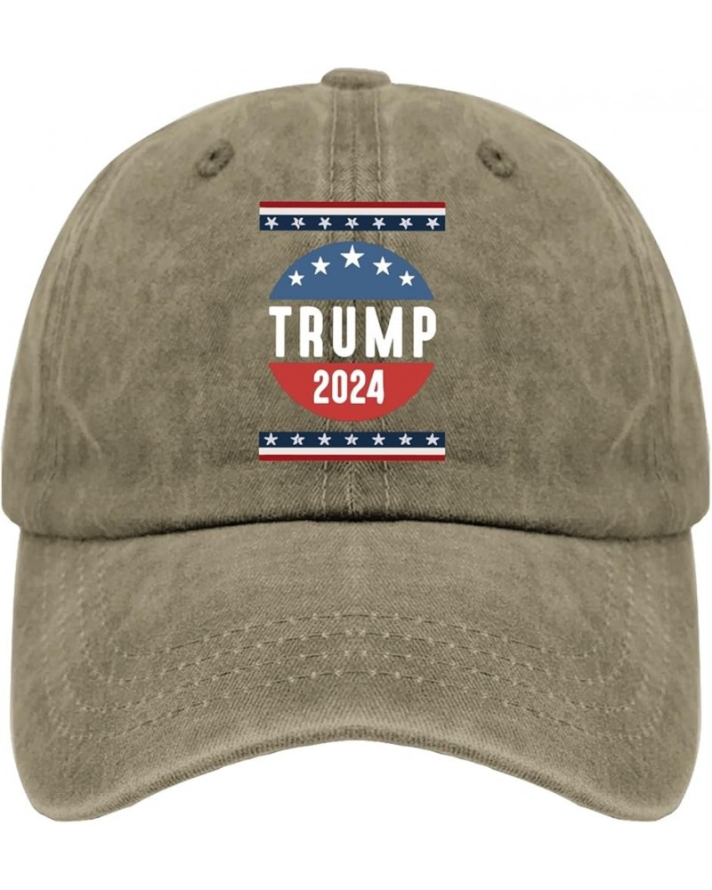 Trump 2024 Mens hat Vintage Cotton Washed Baseball Caps Adjustable Dad Hat Crazy Funny Custom Gifts Pigment Khaki $10.34 Base...