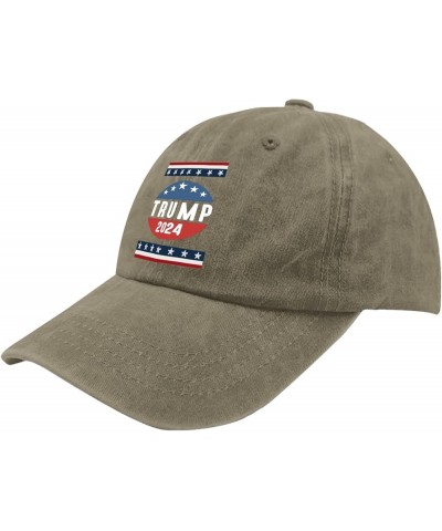 Trump 2024 Mens hat Vintage Cotton Washed Baseball Caps Adjustable Dad Hat Crazy Funny Custom Gifts Pigment Khaki $10.34 Base...