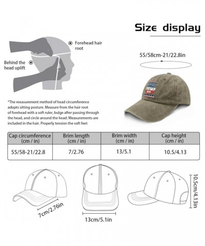 Trump 2024 Mens hat Vintage Cotton Washed Baseball Caps Adjustable Dad Hat Crazy Funny Custom Gifts Pigment Khaki $10.34 Base...