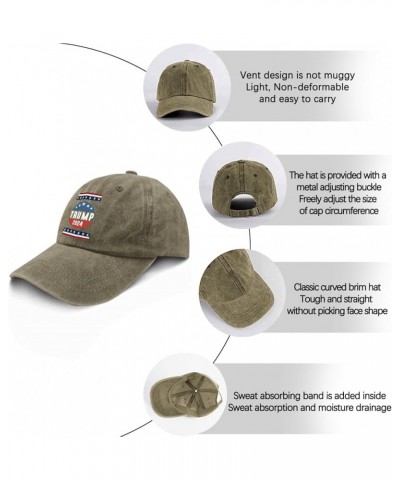 Trump 2024 Mens hat Vintage Cotton Washed Baseball Caps Adjustable Dad Hat Crazy Funny Custom Gifts Pigment Khaki $10.34 Base...